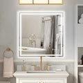 30x30 Inch Led Mirror for Bathroom with Front Light and Backlit, Bathroom Mirror with Led Lights, Vanity Mirror with Lights for Wall, Anti-Fog, Dimmable, Memory Function, Tempered Glass