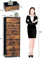 Crestlive Products Tall Dresser, 7-Drawer Fabric Storage Tower, Chests of Drawers - Vertical Organizer Unit for Bedroom, Hallway, Entryway, Nursery, Closets -Wood Top & Handles (Rustic Brown)