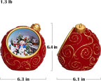Christmas Village Scene Animated Rotating Snowman LED Lights Christmas Decorations Music with Volume Adjustment USB/Battery Collectible Buildings Figurines Globe Gifts