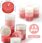 Honoson 12 Pack Valentine's Day Tea Lights Candles Tea Light Natural Wax Scented 6 Scents Conversation Candle for Spring Easter Wedding Engagement Gift Anniversary Summer Home Decor(White, Pink, Red)