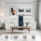 Reclining Sectional Couch Covers Velvet L Shape Recliner Sofa Middle Console Cover for Dogs Pets Washable Anti Slip 1 Additional Recliner Center Console Slipcovers (1 Console, Navy Blue)