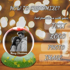 Personalized Christmas Crystal Ball with Light Customized Photo Snow Globe with Engraving Text Custom Ornaments Gifts for Family Couples Friends (Vanilla Pattern Base)