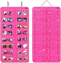 AROUY Sunglasses Organizer Storage, Hanging Dust Proof Wall Pocket Glasses Organizer - 16 Felt Slots Sunglass Organizer Holder with Metal Hook and Sturdy Rope (Dust Proof, Rose)