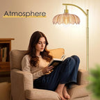 Gold Floor Lamp for Living Room with Remote,Unique Vintage Standing Tall Lamp,Mid Century Modern Floor Lamps Arc Glass Floor Lamps for Office Corner
