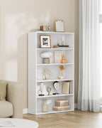 VASAGLE Set of 2 Bookshelves, 30 Inches Wide, 5-Tier Open Bookcases with Adjustable Storage Shelves, Floor Standing Units, Cloud White ULBC175T14-2