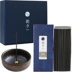 Asayu Japan Low Smoke Incense Gift Set with Incense Holder and Brass Stand, Japanese Garden Incense Sticks with Zen Holder