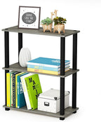 Furinno TURN-S-TUBE Storage Shelves Set of 2, 3-Tier Book Shelf, Corner Shelf, Toolless Open Shelves, Square Tubes, for Organization and Storage, Living Room, Garage, Home Office, French Oak