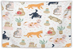 VUMIVI Cute Cat Tapestry Kids Hand-Painted Doodles Colorful Illustrations Potted Plants Paw Prints Tapestry Wall Hanging for Living Room Bedroom Dorm Classroom Aesthetic Decor W60xL40in