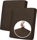 YEMYHOM Stretch Individual Cushion Covers Large Sofa Seat Cushion Slipcovers Soft Couch Cover Replacement Large Checkered Furniture Protector with Elastic Bottom (2 Pcs XL Cushion Covers, Dark Coffee)