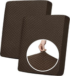 YEMYHOM Stretch Individual Cushion Covers Large Sofa Seat Cushion Slipcovers Soft Couch Cover Replacement Large Checkered Furniture Protector with Elastic Bottom (2 Pcs XL Cushion Covers, Dark Coffee)