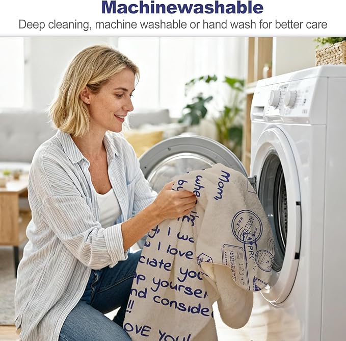 60 x 50 Inches Flannel Blanket for Mom Ultra-Soft Cozy Throw with Heartfelt Message Mother’s Day Birthday from Daughter or Son, Warm Decorative Sofa Blanket