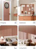 Bumusty Large Cork Board 48" x 36" Alternative - 12 Pack Felt Wall Tiles with 70 Safe Removable Adhesive Tabs, 30 Pushpins, Cork Boards for Walls Pin Board Bulletin Board Office Decor (Terracotta)