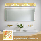 Modern LED Bathroom Lights Fixtures(6-Light),Metal Gold Acrylic Wall Lighting,Vanity Lights for Bathroom Over Mirror(6000k 41in)