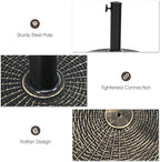 Tangkula 22 LBS Patio Umbrella Base, Round Outdoor Umbrella Stand W/Adjustable Knob, Rattan Pattern, All-Weather Umbrella Base Holder for Poolside, Yard, Street
