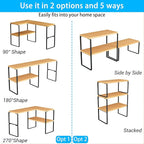 Golener Countertop Organizer Corner Shelf, 2-Tier Adjustable Stackable Corner Shelves for Kitchen, Spice Rack, Coffee Area, Over Sink, Bathroom, Dresser Table, Corner Counter Shelf Stand, Bamboo