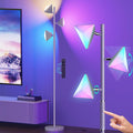 36W RGBCW Floor Lamp, Color Changing LED Tree Floor Lamp, Stepless Dimmable Tall Standing Lamp with Remote & Touch Control, 2700K-6500K Modern Floor Lamps for Living Room, Bedroom, Gaming Room -Silver