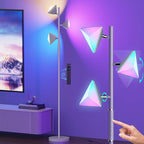 36W RGBCW Floor Lamp, Color Changing LED Tree Floor Lamp, Stepless Dimmable Tall Standing Lamp with Remote & Touch Control, 2700K-6500K Modern Floor Lamps for Living Room, Bedroom, Gaming Room -Silver