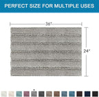 H.VERSAILTEX Bath Mats for Bathroom Non Slip Extra Thick Chenille Striped Bath Rug 24" x 36" Absorbent Non Skid Fluffy Soft Shaggy Rugs Washable Dry Fast Plush Mats for Indoor, Bath Room, Tub - Dove