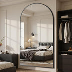 Suidia Arched Full Length Mirror, 86"x46" Floor Mirror Freestanding, Floor Standing Full Body Mirror with Stand for Bedroom, Hanging Leaning Mounted for Living Room Cloakroom, Black