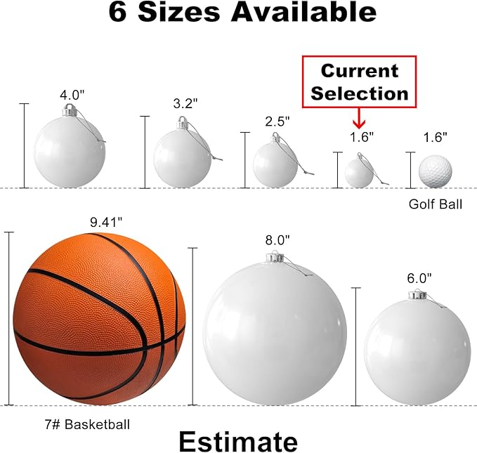 White & Silver 1.6" Small Christmas Balls Christmas Tree Decoration Ornaments Shatterproof Hanging Balls for Birthday Halloween Holiday Wedding Decorations Set of 12pcs
