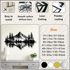 Metal Mountain Wall Art, Pine Trees And Hills Metal Decor, Mountain And Forest Metal Wall Decor, Horizontal Metal Wall Sculpture, Large Nature Wall Art(Black,19x10in/47x26cm)