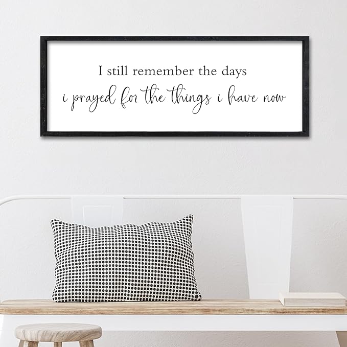 Surfapans Bible Verse Christian Wall Decor I Still Remember the Days I Prayed Sign 32"×12" Scripture Inspirational Quotes Living room Large Horizontal Religious Motivational Wall Hanging Art (Black)