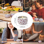 Aromatherapy Candles for Home Scented 2 Pack 2.5 oz Natural Floral Cherry and Vanilla Candles Set, Stress Relief Candles Gifts for Women, Portable Mini Candles Gift for Christmas, Birthday