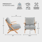 Lexicon Mid Century Modern Accent Chair, Natural Finish Solid Rubberwood Frame, Reversible Back Cushion, Woven Chenille Upholstered Reading Chair, for Living Room/Bedroom/Office, Grey