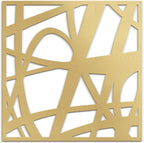 SIGNLEADER Metal Wall Art Decor Abstract Gold Stroke Lines Minimalist Modern Abstract Wall Sculpture Hangings Home Decoration for Living Room, Bedroom, Bathroom, Kitchen, Outdoor - 18" Gold