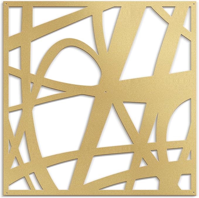 SIGNLEADER Metal Wall Art Decor Abstract Gold Stroke Lines Minimalist Modern Abstract Wall Sculpture Hangings Home Decoration for Living Room, Bedroom, Bathroom, Kitchen, Outdoor - 36" Gold