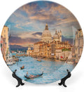 XISUNYA 10 Inch Decorative Plate, Venice Ceramic Plate, Gondola on Famous Canal Grande Print Ornament Display Plate for Fine Dining, Upscale Events, Dinner Parties, Weddings, Catering Christmas