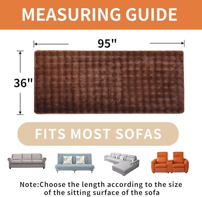 Waterproof Dog Bed Cover Non Slip Couch Covers for Dogs Washable Soft Faux Fur Sofa Cover Couch Covers for 3 Cushion Couch Sofa Pet Friendly (Brown)
