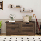 FATORRI Bench with Shoe Storage for Entryway, Wooden Shoe Benches with Flip Door and Drawers, Entry Way Shoes Organizer Cabinet for Living Room Mudroom (Dark Walnut)