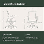 Branch Verve Chair - High Performance Executive Office Chair with Contoured Back and Adjustable Lumbar Support - High Density Foam Cushion and 3D Knit Back - Fits 5' to 6', Up to 275 lbs, Mist