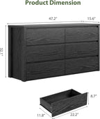 GarveeHome 6 Drawer Dresser for Bedroom, Wide Wood Chest of Drawers Handle Free, Large Modern Dresser Storage Cabinet for Living Room, Hallway Entryway