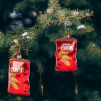 Funny Hanging Christmas Ornaments 2025 - Cute Chips Glass Blown Tree Decorations, 3D Premium Decorative Holiday Decor for Food Xmas Home Outdoor Window Centerpiece