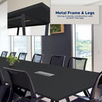 Sturdy Conference Table with Cable Management Grommets Modern Rectangle Office Meeting Table with Wood Tabletop and Metal Frame & Legs- Easy Assembly Boardroom Table (Black, 12 Foot)