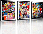 Novatique Banksy Canvas Wall Art for Bedroom Colorful Graffiti Pictures Wall Decor Graffiti Street Print Pictures for Bedroom Living Room Decor,16" x 24" x 3Pcs