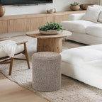 Get Set Style Modern Round Ottoman with Soft Padded Seat, Multifunctional Vanity Stool for Makeup, Upholstered Footrest Stool Ottoman Foot Stool for Living Room, Bedroom