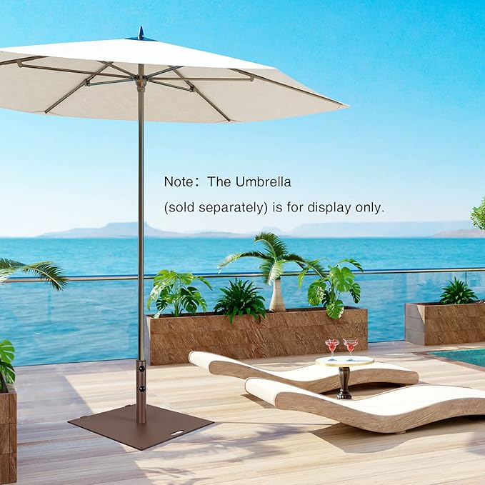 Tangkula 50 LBS Patio Umbrella Stand, Heavy Duty Umbrella Stand w/Wheels & Handle, Fits for 1.6’’-1.9’’ Umbrella Pole, Outdoor Square Umbrella Base for Deck, Pool, Garden, Backyard (Bronze)