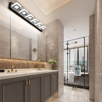 Ralbay 6 Lights LED Modern Dimmable Matte Black Vanity Light Acrylic Modern Vanity Wall Light Over Mirror Dimmable Bathroom Vanity Lighting Fixtures 6000K Cool White Light