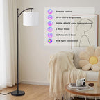 Ambimall Floor Lamps with Smart Light Bulb, RGB + Color Temperatures Bright Dimmable Smart Floor lamp(White Shade & Black Pole)