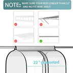 22” Gusseted Garment Bags for Hanging Clothes all Clear Clothes Cover for Closet Storage, Wardrobe Coat Protector for Suit, Shirt Long Dress, Bottom Enclosed, 2 Pack, 50” Long