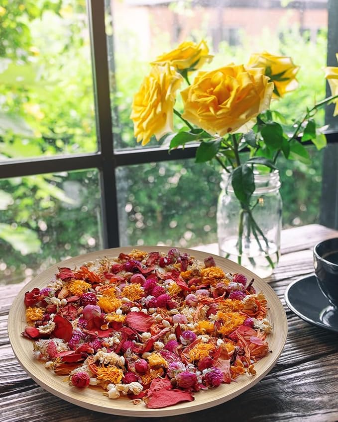 Valentine Potpourri Bowl Filler, Rose Scented Potpourri Bowl Filler with Dried Flowers, Spring Potpourris Gifts for Natural Home Decor, Birthday, Valentine’s Day, Mother’s Day, Housewarming, Holiday