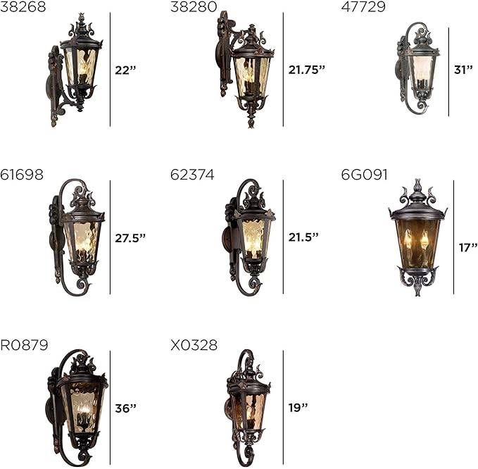 John Timberland Casa Marseille European Outdoor Wall Fixture Veranda Bronze Brown Ornate Scroll 36" Champagne Hammered Glass for Exterior House Porch Patio Outside Deck Garage Front Door Home