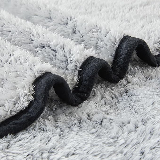 EMME Soft Sherpa Fleece Blanket Reversible Plush Fluffy Large Blanket, Light Weight Warm Decorative Boho Blanket Cover for Sofa, Couch, Bedroom,Travel(Black,90"x90")