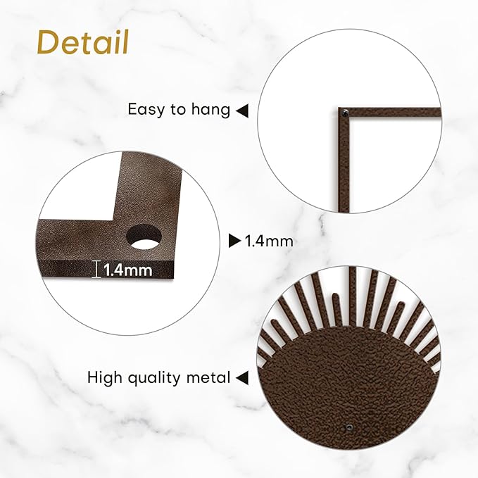 SIGNLEADER Metal Wall Art Decor Shining Sun Landscape Minimalist Modern Abstract Wall Sculpture Hangings Home Decoration for Living Room, Bedroom, Bathroom, Kitchen, Outdoor - 36" Bronze
