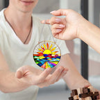 Acrylic Suncatcher for Windows, Colorful Acrylic Hanging Ornament for Indoor Home Decor, Sun Catcher with Sun Mountain Landscape, Ornament