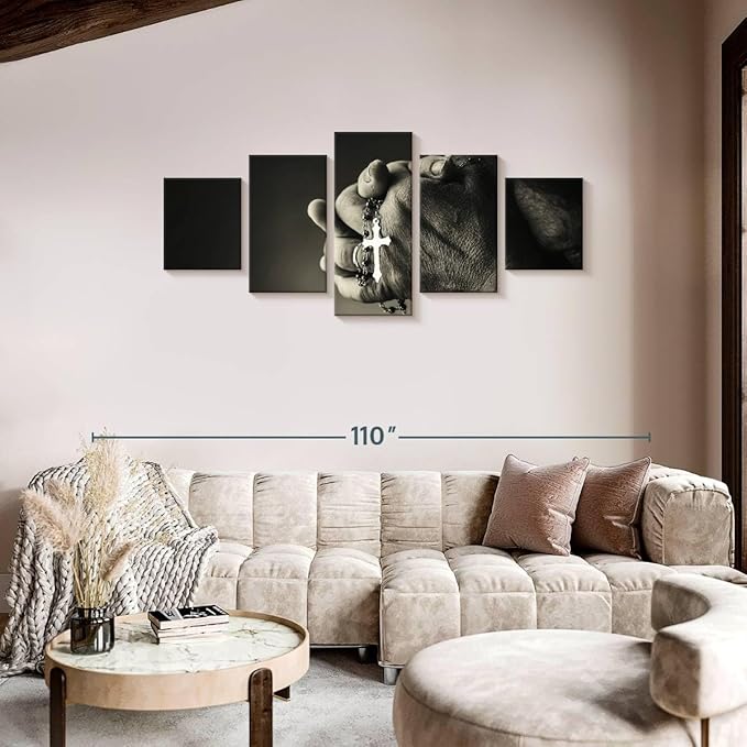 Elephant Stock Christian Prayer Canvas - 5 Panel Pictures Decor - Digital Design Canvas Print - Christian Wall Decor - 80" X 36"