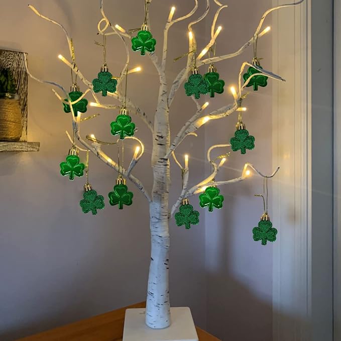 St Patricks Day Ornaments for Tree, 30 Pieces Shamrock Ornaments, Saint Patricks Day Tree Decorations